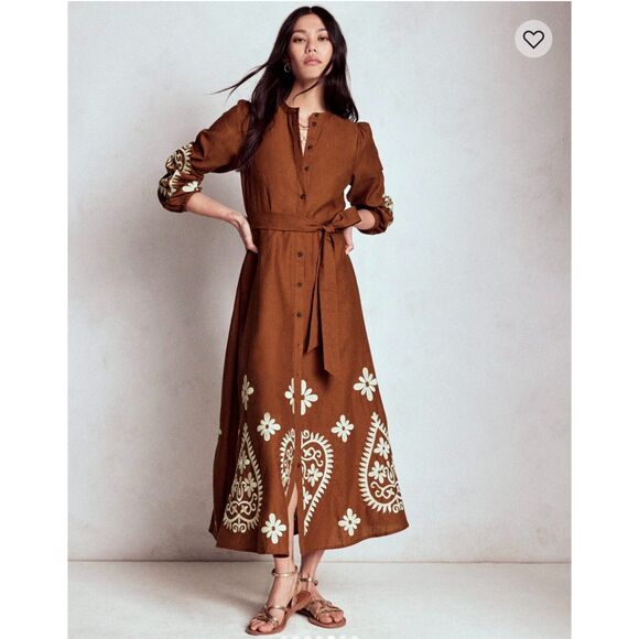 Boden Dresses & Skirts - Boden Mae Linen Blend Shirt Dress Russet-Size 8R